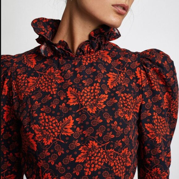 BATSHEVA Runway Collection Prairie Dress Grape Print - Picture 4 of 9